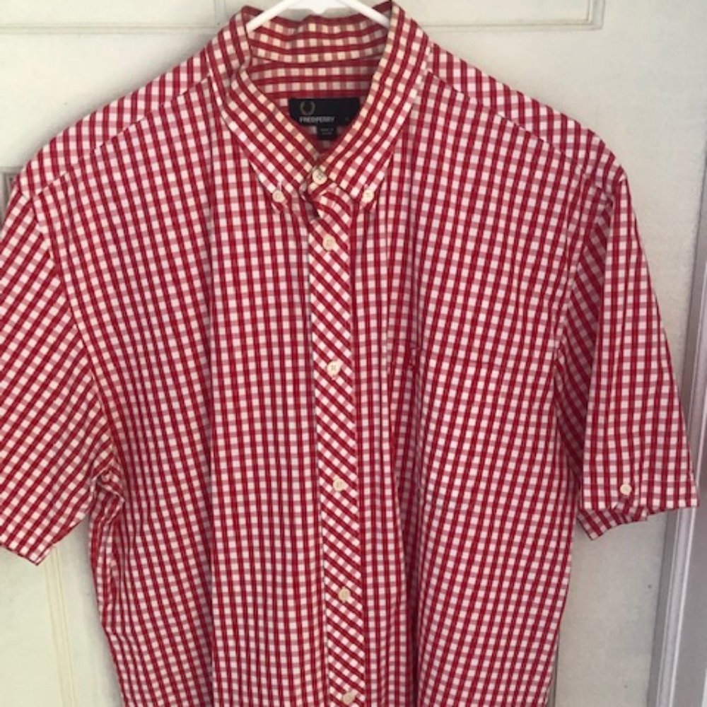 Fred Perry Classic SS Red/White Gingham, Size XL